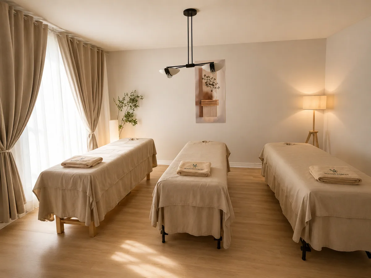 Treatment room arranged for a trio experience